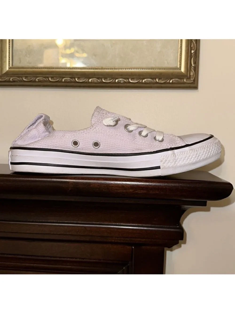 Converse 7 Women’s White Textured Canvas Slip On Lace up Skateboard Shoes Sneaks